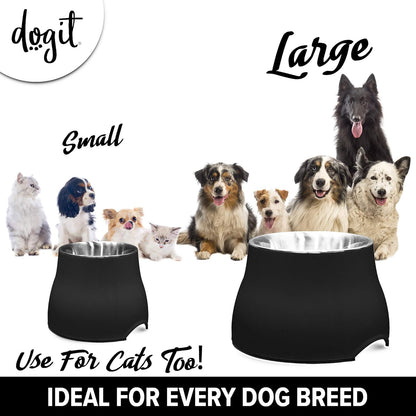 Dogit Elevated Dog Bowl, Stainless Steel Dog Food and Water Bowl for Large Dogs, White, 73753
