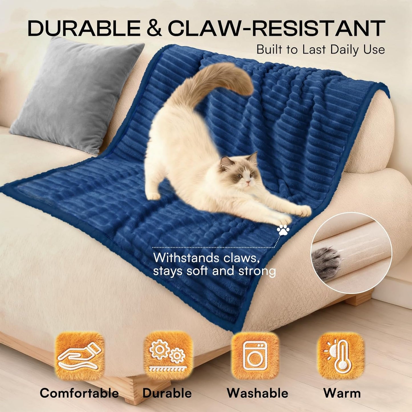 Luciphia Waterproof Dog Blanket for Large Dogs Ultra-Soft Calming Cut Pile Flannel Throw Durable & Warm Furniture Protection for Couch Bed Pet Blanket Machine Washable Stone Gray,L(65''x57'')