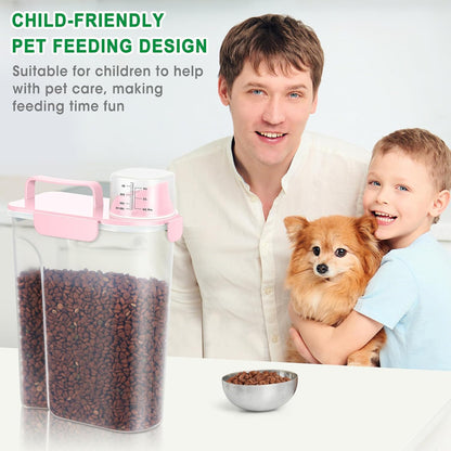 TBMax Dog Food Storage Container 5-7 lbs, Airtight Cat Food Container with Larger Spout & Measuring Cup, Portable Pet Food Storage Dispenser for Small Animal Kibble Storage, Bird Seed Container