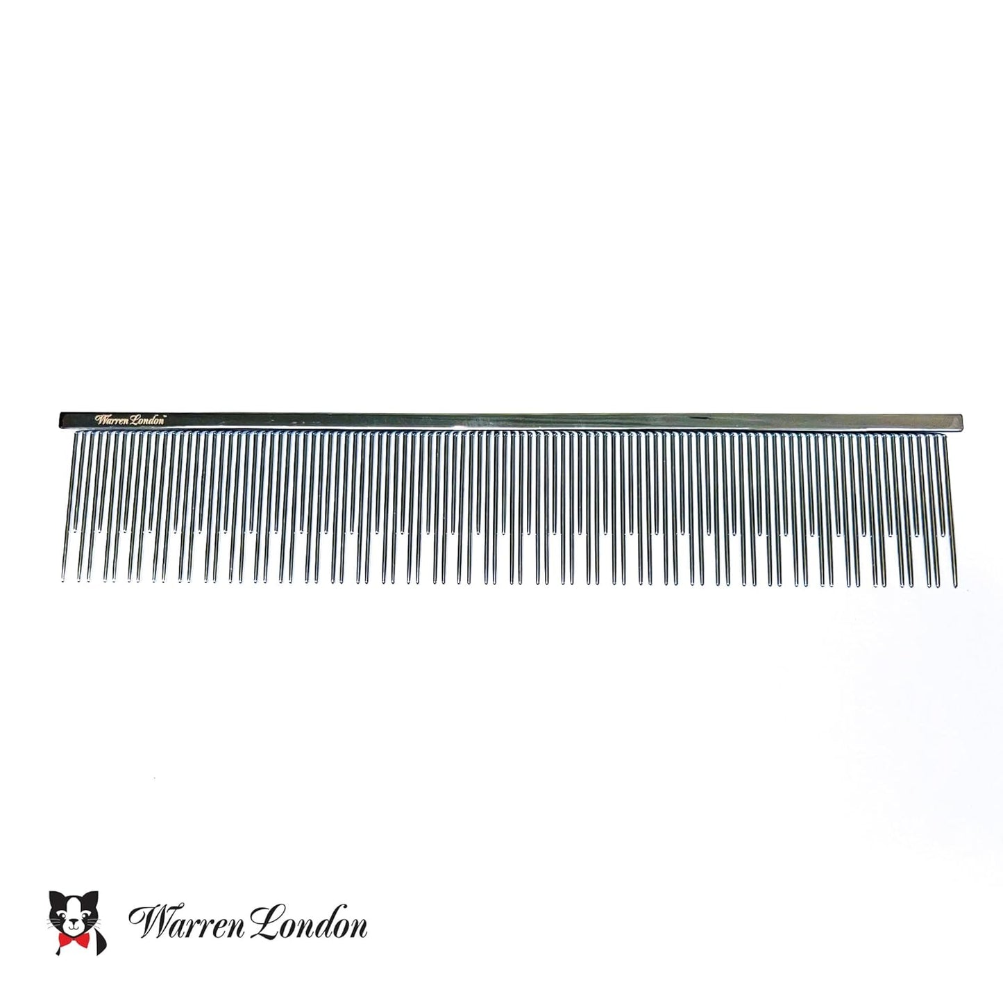 Warren London Cool Cat Greyhound Style Comb – 7.5" Professional Copper Cat Grooming Comb with Fine & Coarse Teeth, Rounded Pins for Detangling/Sensitive Skin, Deshedding & Dematting