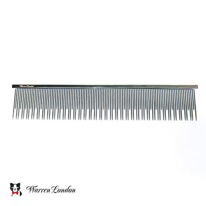 Warren London Cool Cat Greyhound Style Comb – 7.5" Professional Copper Cat Grooming Comb with Fine & Coarse Teeth, Rounded Pins for Detangling/Sensitive Skin, Deshedding & Dematting