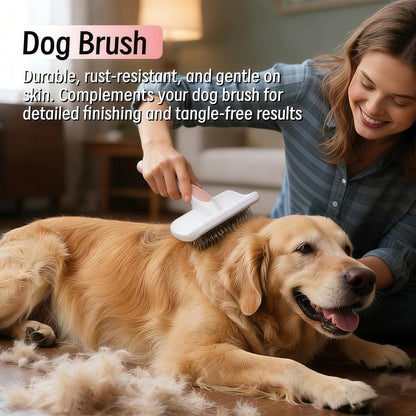 2pcs Slicker Brush for Dogs & Pet Comb Set, Professional Dog Grooming Brush for Goldendoodles, Poodles, Labradoodles, Dog Brush with Extra Long Pins to Effectively Remove Tangles, Knots and Mats