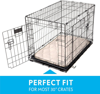 Paw Inspired Washable Padded Crate Mats for Dogs | 29” x 18” Pad, Fits 30-inch Kennels | Leakproof, Waterproof Bottom, Plush Pet Beds (Gray)