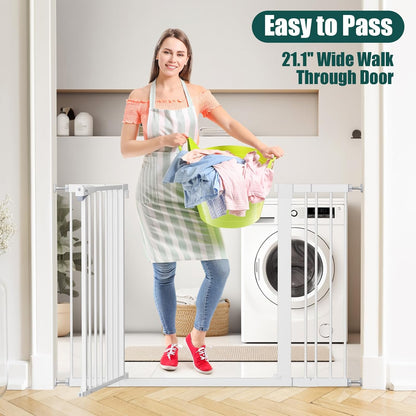 keny 29.7"-46" Baby Gate for Stairs, Auto Close Dog Gates for Doorways, Pressured Mounted No Drilling Pet Gate Extra Wide, One-Hand Opening Dual Lock Stair Gate, Indoor Kids Necessities, Black