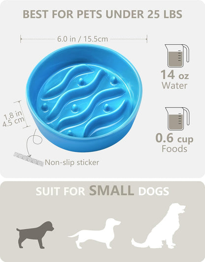 Ceramic Slow Feeder Dog Bowls for Medium and Large Dogs, 2.0 Cups Dog Slow Feeder for Fast Eater, 30oz, 8in, White