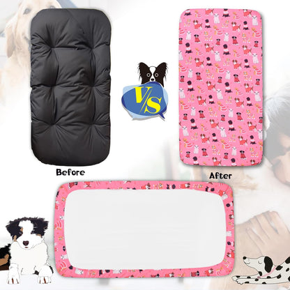 Dog Bed Covers Replacement Washable, Elastic Edged Pet Bed Protector with Cute Dog Pattern Design for Small & Medium Pet Beds, Cover Only (Blue, 36x27x6 Inch)