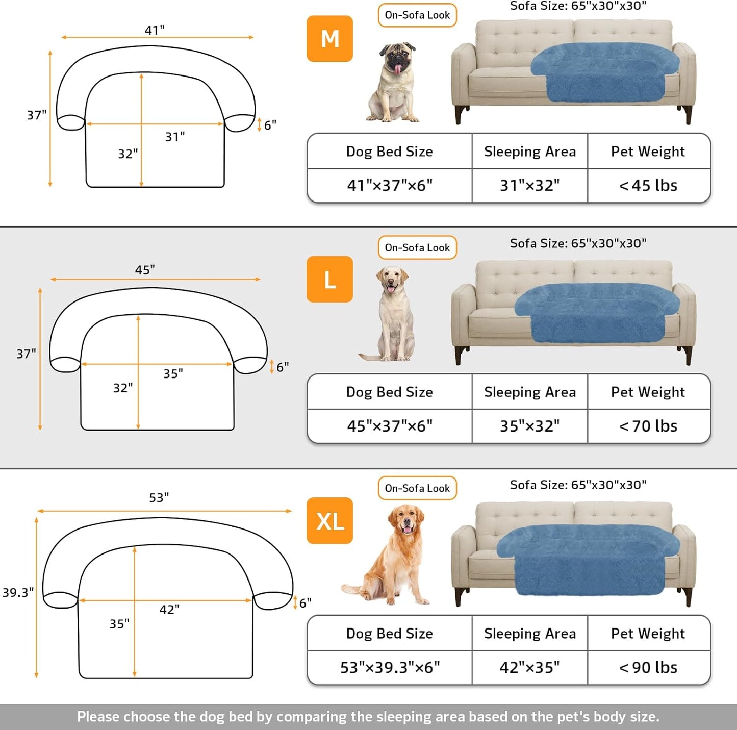 Calming Dog Bed Fluffy Plush Dog Mat for Furniture Protector with Removable Washable Cover for Large Medium Small Dogs and Cats (Large, Light Grey)