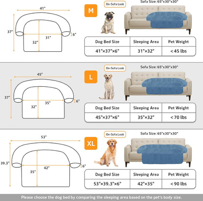 Calming Dog Bed Fluffy Plush Dog Mat for Furniture Protector with Removable Washable Cover for Large Medium Small Dogs and Cats (Large, Light Grey)