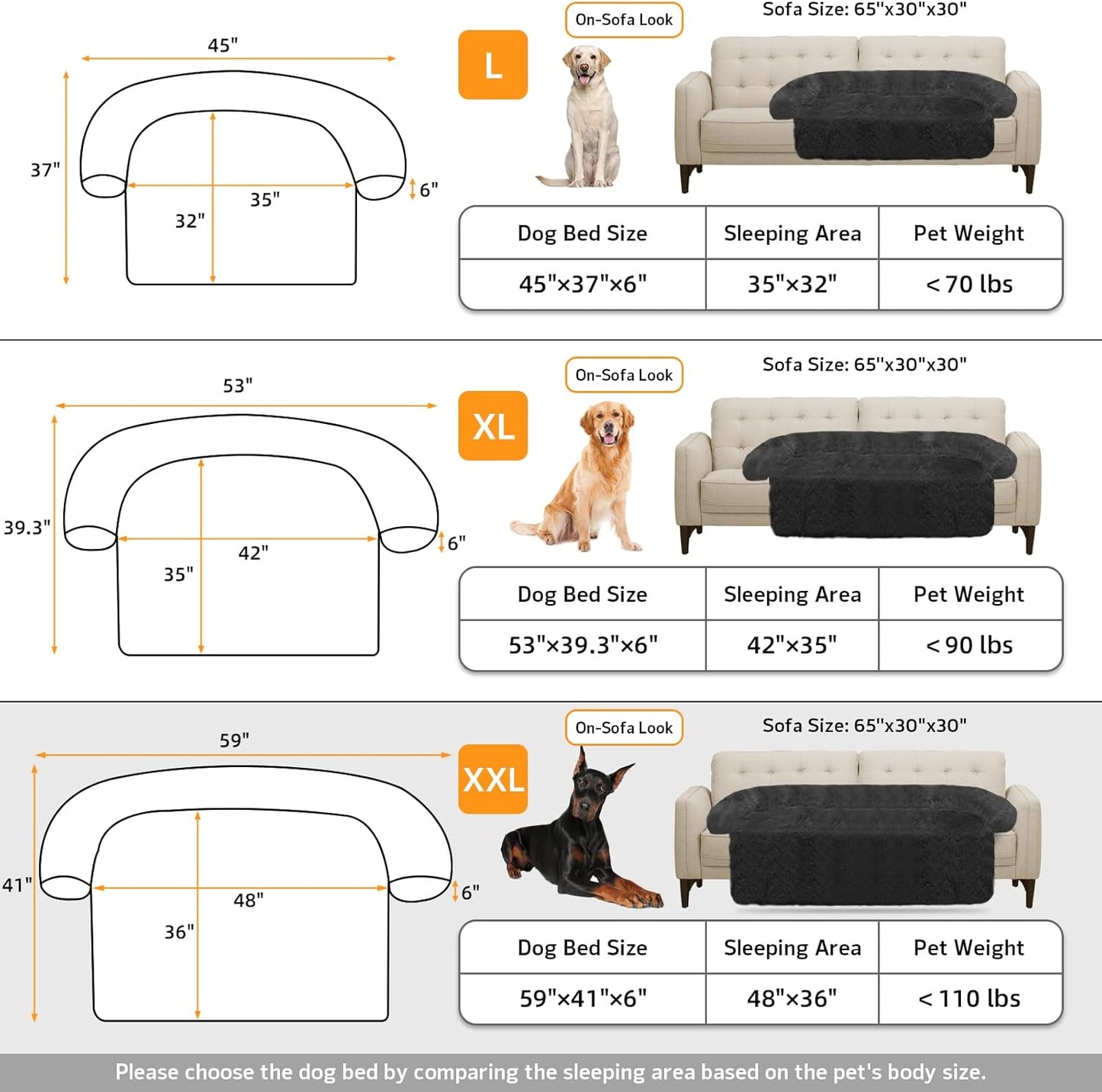 Calming Dog Bed Fluffy Plush Dog Mat for Furniture Protector with Removable Washable Cover for Large Medium Small Dogs and Cats (Large, Light Grey)