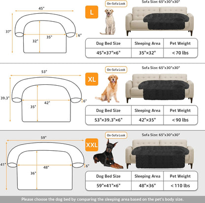 Calming Dog Bed Fluffy Plush Dog Mat for Furniture Protector with Removable Washable Cover for Large Medium Small Dogs and Cats (Large, Light Grey)