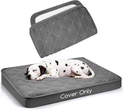 Waterproof Dog Bed Cover Replacement Washable 2 Pack, Soft & Noiseless Quilted Fitted Sheet with Elastic Band, Easy to Clean Dog Bed Sheets Pet Bed Liner for Dog/Cat - 36x27 Inch, Grey, Cover Only