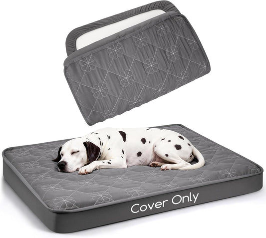 Waterproof Dog Bed Cover Replacement Washable 2 Pack, Soft & Noiseless Quilted Fitted Sheet with Elastic Band, Easy to Clean Dog Bed Sheets Pet Bed Liner for Dog/Cat - 36x27 Inch, Grey, Cover Only