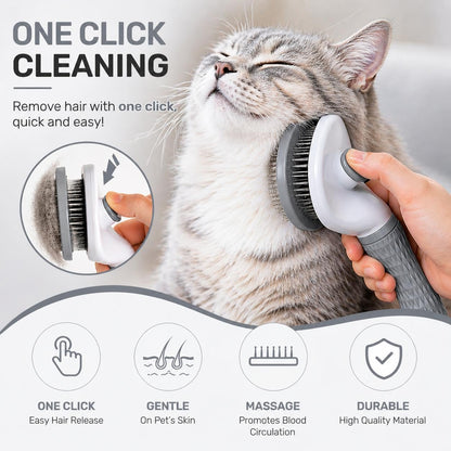Pet Grooming Deshedding Brush, Self-Cleaning Massaging Brush for Dogs and Cats, Short and Long Hair (Blue)