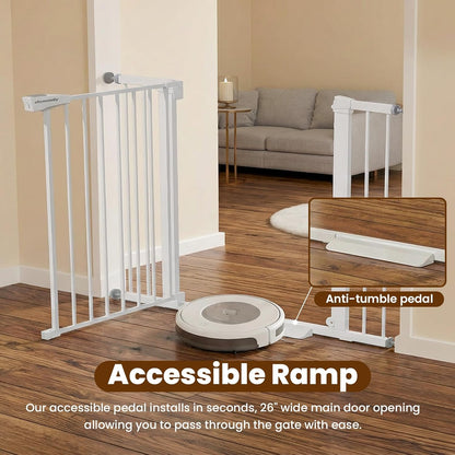 Baby Gate for Stairs, 29.7-40.6" Auto Close Dog Gate Indoor for Doorways, Dual-Lock Design, Adjustable Pet Gate No Drilling with Walk Thru Door for Hallways, Stroller Friendly, Black