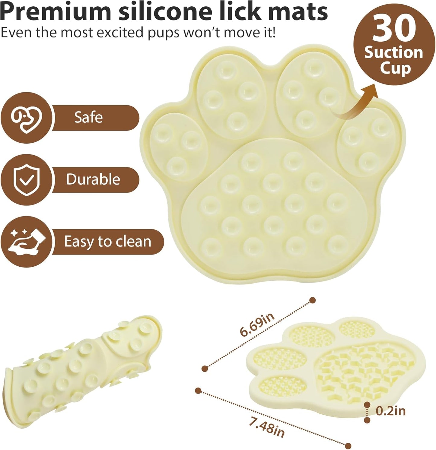 Lick Mat for Dogs and Cats, Slow Feeder Mats with Suction Cups - Bathing, Grooming and Training, Anxiety Relief Feeding Pad,Dishwasher-Safe Yellow
