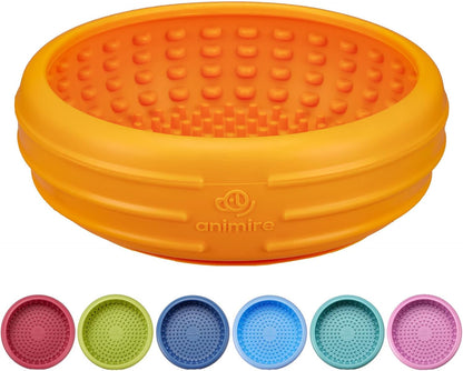 Dog Lick Bowl, Animire Freeze Lick Mat for Dogs, Non-Slip Slow Feeder Licking Bowl Enrichment Treat for Distraction Anxiety Relief, Food Grade Silicone, Dishwasher Safe(Pastel Purple,S)