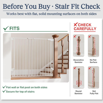 Cumbor 29.2–43" Baby Gate for Stairs, Hardware Mounted (Drill Required), Expandable No Bottom Bar Dog Gate, Auto Close Extra Wide Walk Thru, Pet & Toddler Proof Gate, Top & Bottom of Stairways(Black)