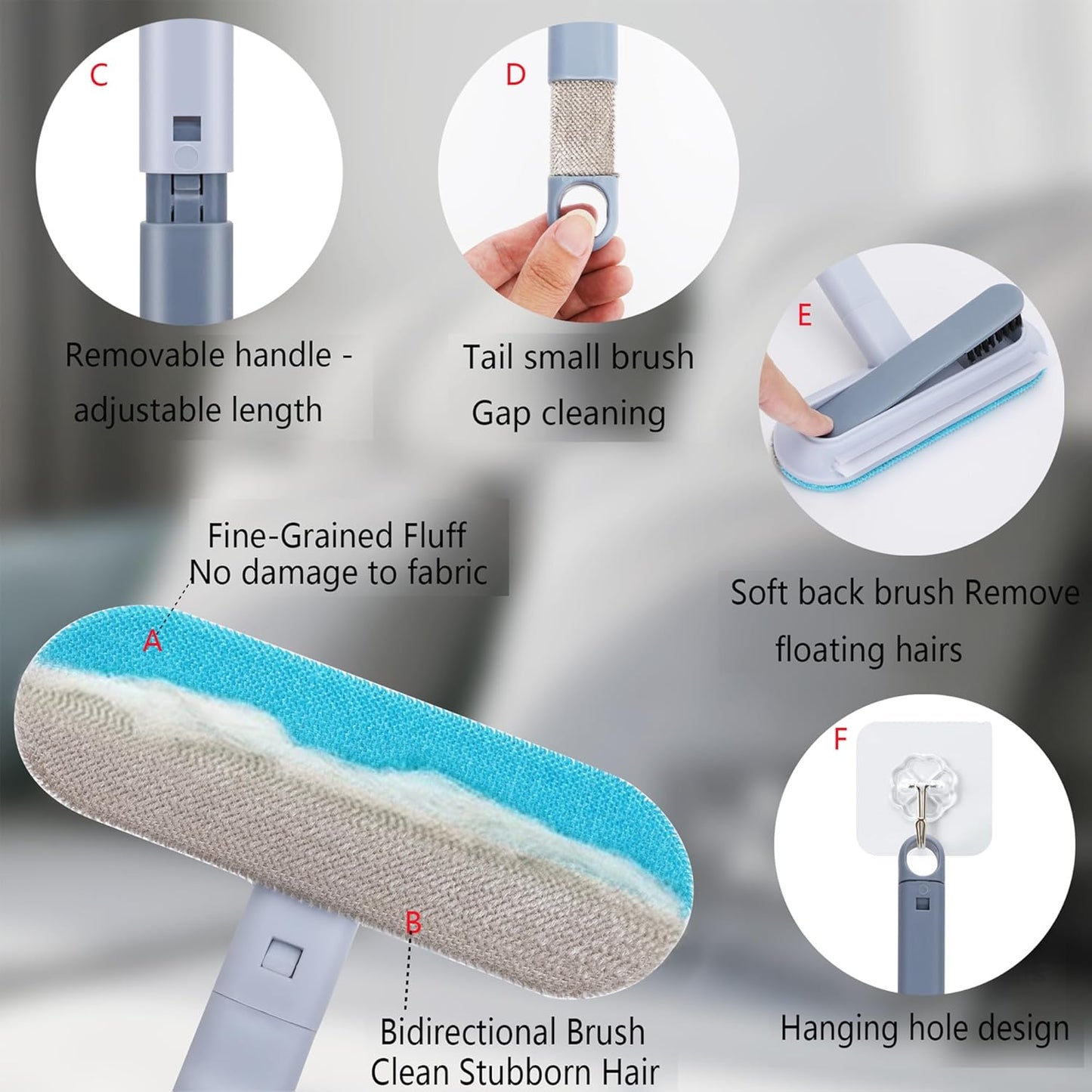 Pet Hair Remover for Furniture, 17.3Inch, Reusable Lint Brush for Dog and Cat Hair - Multifunctional Fur Removal Tool, Gentle on Couches, Carpets, Car Seat, Clothes, Bedding