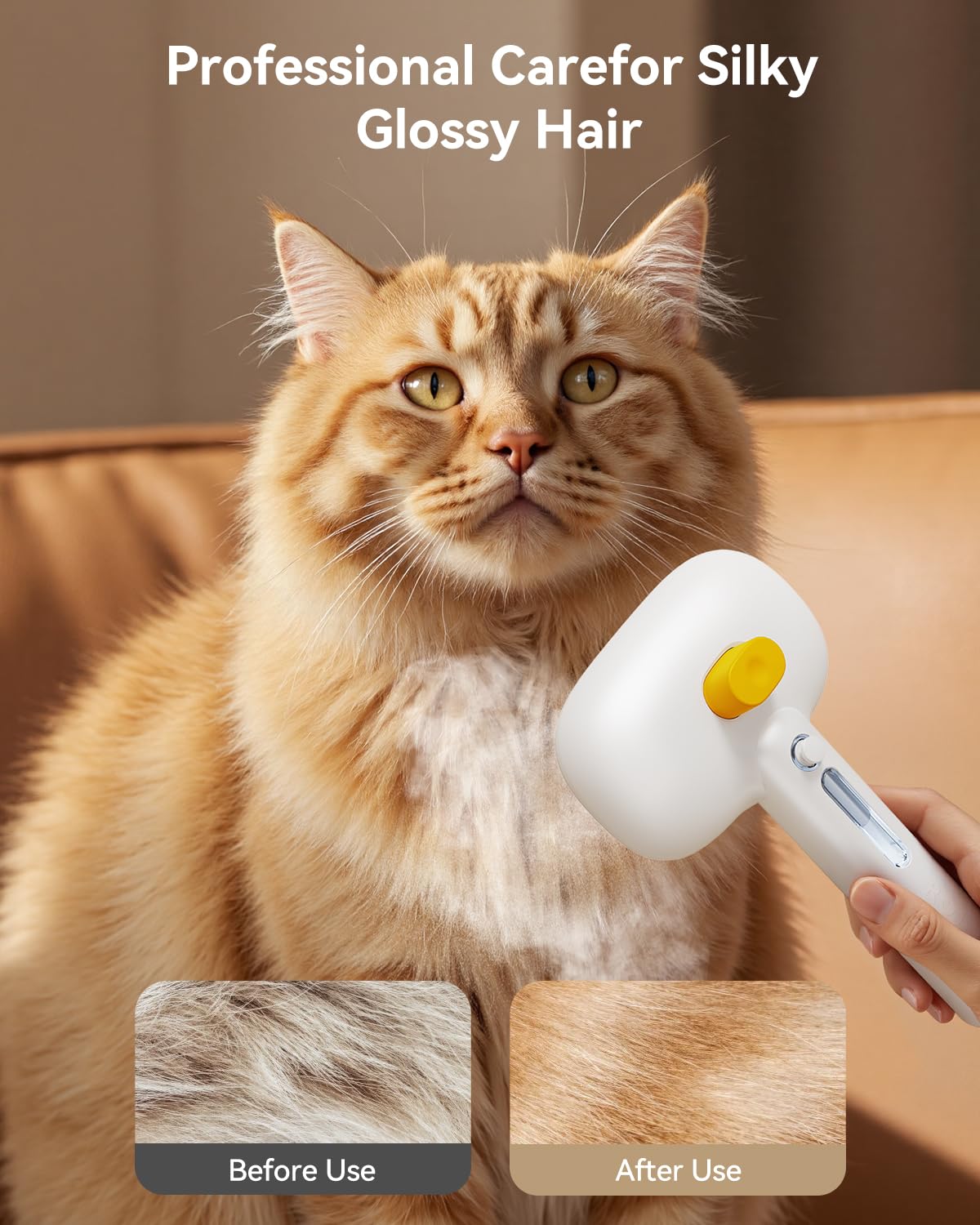 ROJECO 3-in-1 Pet Steam Brush for Cats&Dogs - Detangling Comb with Adjustable Mist, Handheld Deshedding Grooming Tool for Long/Short Hair, Massage Brush & Shedding Control Gift,Cordless,Pink
