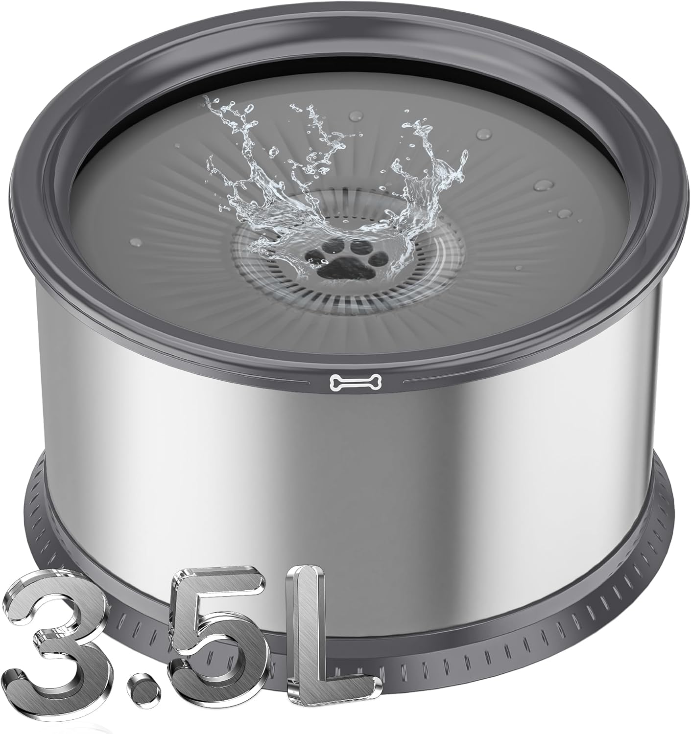 1.6 Gallon Dog Water Bowl, 6.5L/220oz Stainless Steel No Spill Water Bowl for Large Dogs, Super Large Capacity Splash Proof Pet Slow Drinking Water Bowl with Anti-Slip Mat for Mess Drinkers