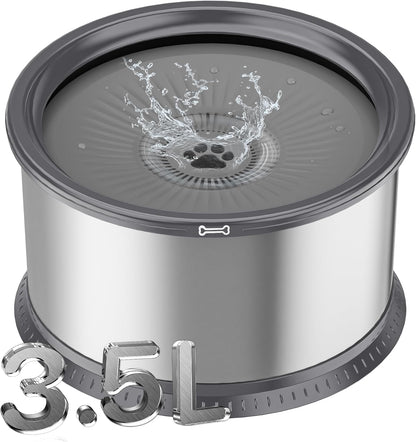 1.6 Gallon Dog Water Bowl, 6.5L/220oz Stainless Steel No Spill Water Bowl for Large Dogs, Super Large Capacity Splash Proof Pet Slow Drinking Water Bowl with Anti-Slip Mat for Mess Drinkers