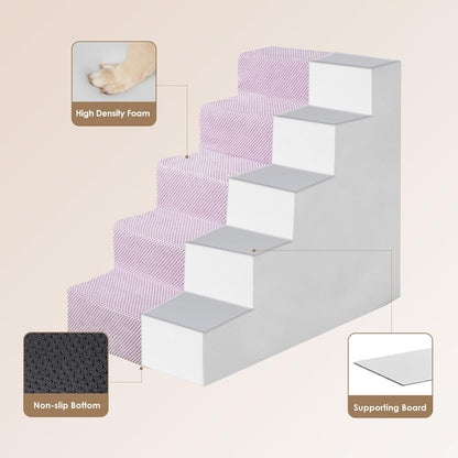 EHEYCIGA Dog Stairs for High Bed 22.5" H, 5-Step Dog Steps for Bed, Pet Steps for Small Dogs and Cats, Non-Slip Balanced Pet Ramp Indoor, Grey