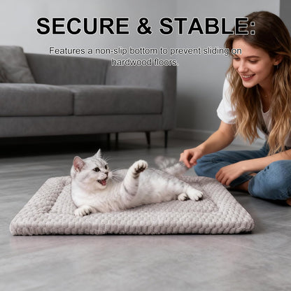 Dog Bed Mat, Reversible Crate Pad & Cute Dog Bed - Machine Washable Kennel Mat with Ultra Soft for Small Dogs (Cool/Warm), 24" x 18", Grey&Star