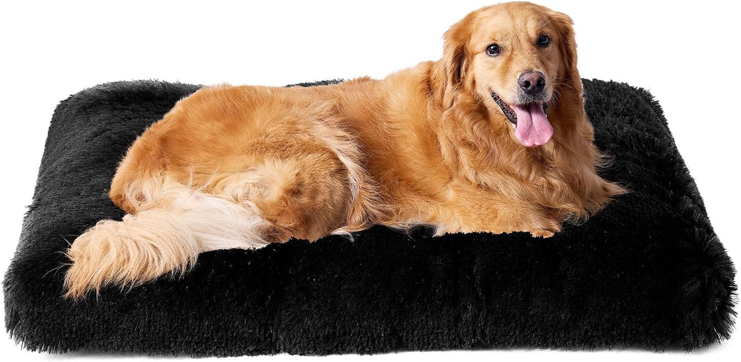EHEYCIGA Fluffy Dog Crate Bed for Medium Dogs, Plush Faux Fur Crate Pad, Calming Anti Anxiety Medium Dog Bed, Washable Soft Warm Crate Mat with Non-Slip Bottom