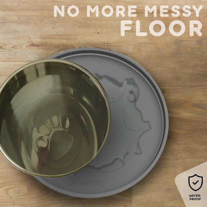 Dog Food Mat - Raised Edges Dogs Mat for Food and Water Prevent Spill, Waterproof Cat Food Mats Protect Floors, Easy Clean Dog Bowl Mats for Food and Water, Silicone Pet Feeding Placemats