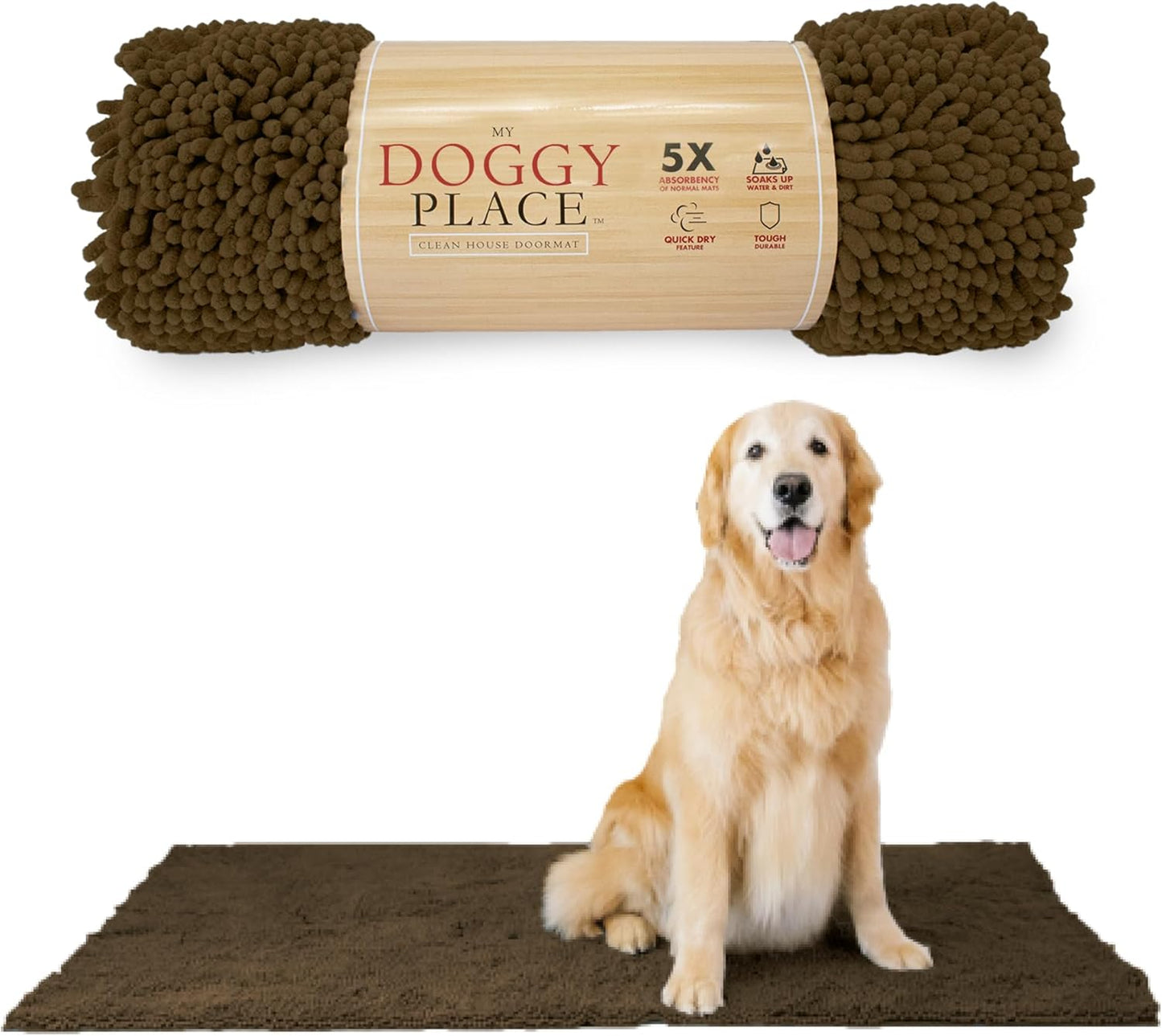 My Doggy Place Dog Mud Mat, 36"x26" Ash – Thick Microfiber Entry Rug for Snow, Mud & Salt – Absorbent, Quick-Dry, Washer-Safe & Non-Slip, Large