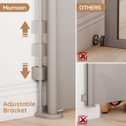 Miumoon One-Hand Operation Retractable Baby Gates, 71 inch Retractable Gate with Reinforced Strip Design to Prevent Crawling Through, 6 FT Retractable Dog Gate for Stairs, Doorways, Hallways