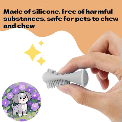 4Pcs Cat & Dog Toothbrush Dual-Head Finger Toothbrush Silicone Dental Brush for Puppy & Kitten Teeth Cleaning