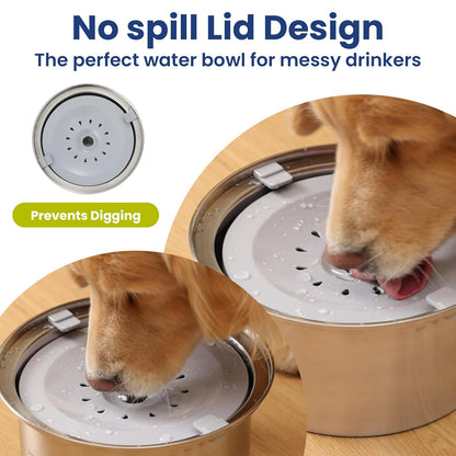 PawsPik Spill Proof Stainless Steel Dog Water Bowl – 4L Slow Drinking Pet Bowl with Floating Tray, Non-Tip, BPA-Free, Dishwasher Safe – for Large Dogs & Multi-Pet Homes