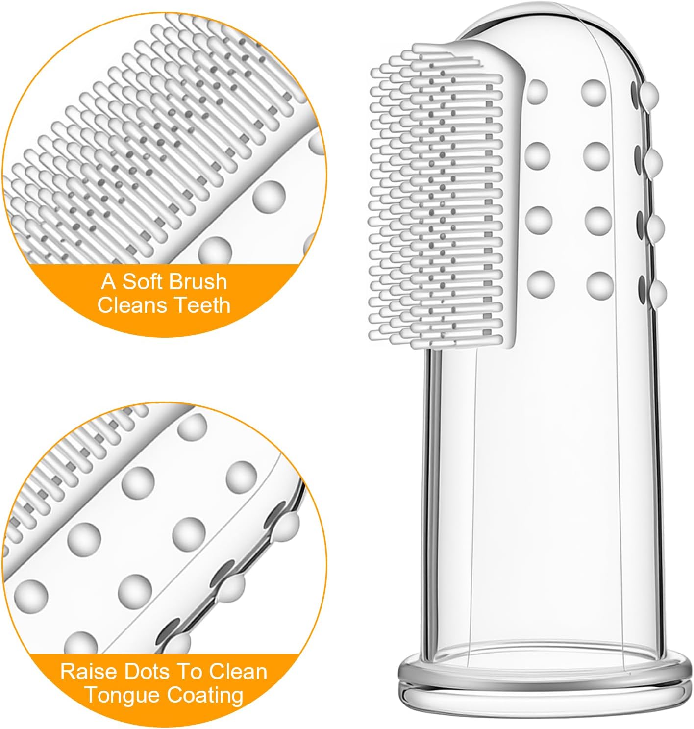 10 Pcs Dog Finger Toothbrush Small Breed Finger Toothbrush with Silicone Bristles and 16 Round Particles for Dogs Cats Dental Care Puppy Tooth Brushing Kit Fits Most Fingers