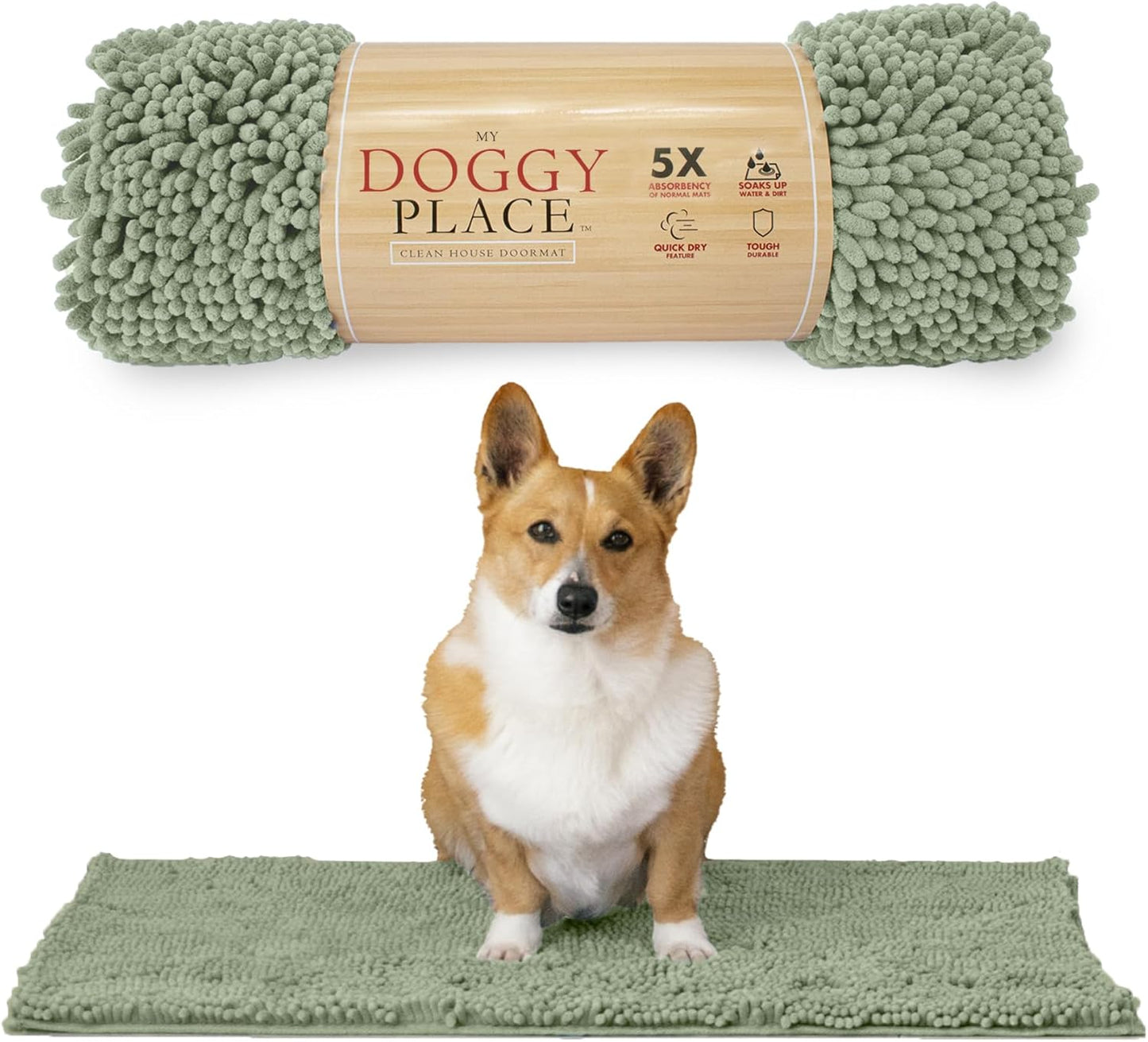 My Doggy Place Dog Mud Mat, 36"x26" Ash – Thick Microfiber Entry Rug for Snow, Mud & Salt – Absorbent, Quick-Dry, Washer-Safe & Non-Slip, Large