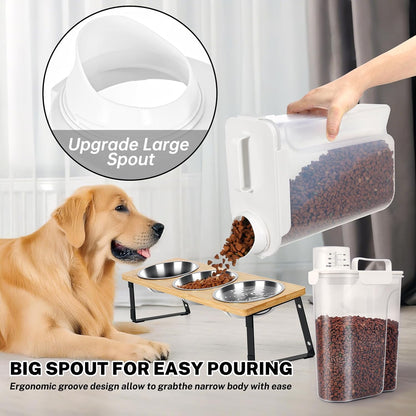 Dog Cat Food Storage Container, Pet Food Container Airtight with Large Spout & Cup, BPA-Free Plastic Food Dispenser for Pet Food, Bird Seed, Rice, Flour - Pink 2.5-5lb (1 pack)