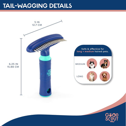 Good Scout 2-Piece Deshedding Tool Set with Self-Cleaning Slicker Brush & Dual-Head for Dogs & Cats, Gentle, Safe & Effective Grooming Tool for Short or Long Haired Animals