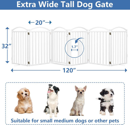 Malier Metal Freestanding Dog Gate, 32'' Height Outdoor Indoor Dog Fences, Extra Wide Foldable Puppy Gate for Stairs (Black, 【2 Panels】 40''W × 32''H)