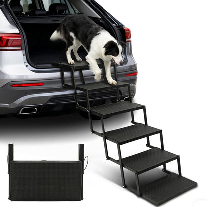 Dog Steps for Car and Truck,25.6" H Foldable Dog Stairs for Large Dogs, Lightweight Pet Stairs Supports Up to 350 lbs, 5 Steps