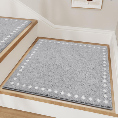 tchdio Stair Treads Landing Mat Non Slip, Soft Stair Treads for Wooden Steps Indoor, Stair Carpet Treads Reusable Adhesive for Kids Elders and Pets, Washable Stair Rugs Stair Runner 31"x31" Beige