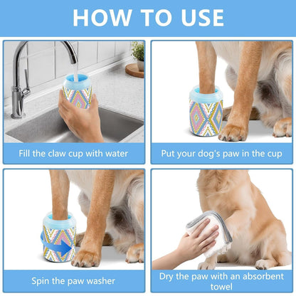Dog Paw Cleaner Cups for Dogs Pet Foot Washer Paw Scrubber for Medium Small Dogs Cats Cleaning Cup Cute Yellow Fiesta Guitars Cacti and Ethnic Birds