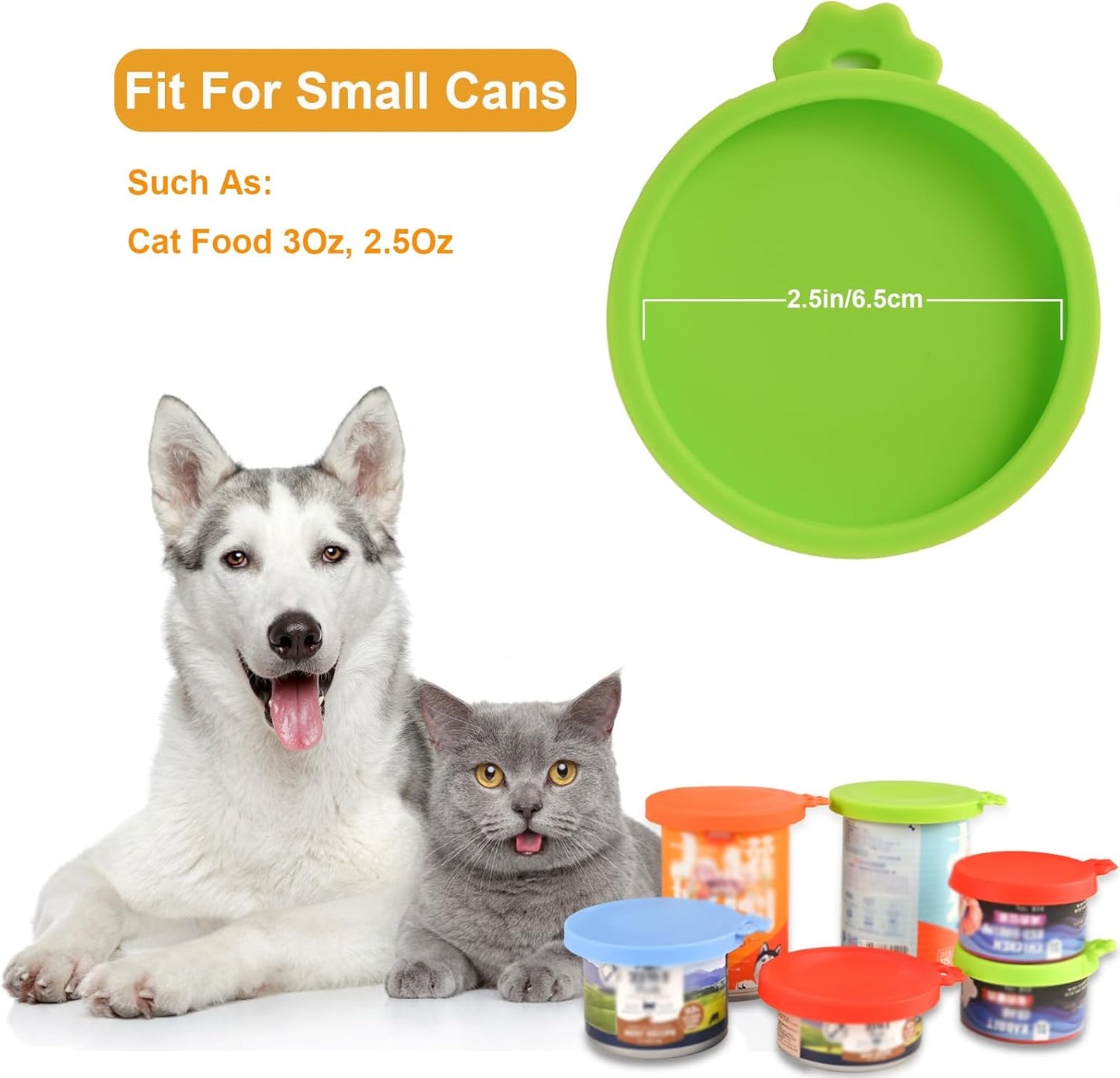 Yobbai Small Cat Food Can Lids for 3 oz & 2.5 oz, Food-Grade Silicone Pet Food Covers, BPA-Free, Dishwasher Safe, 3 Pack
