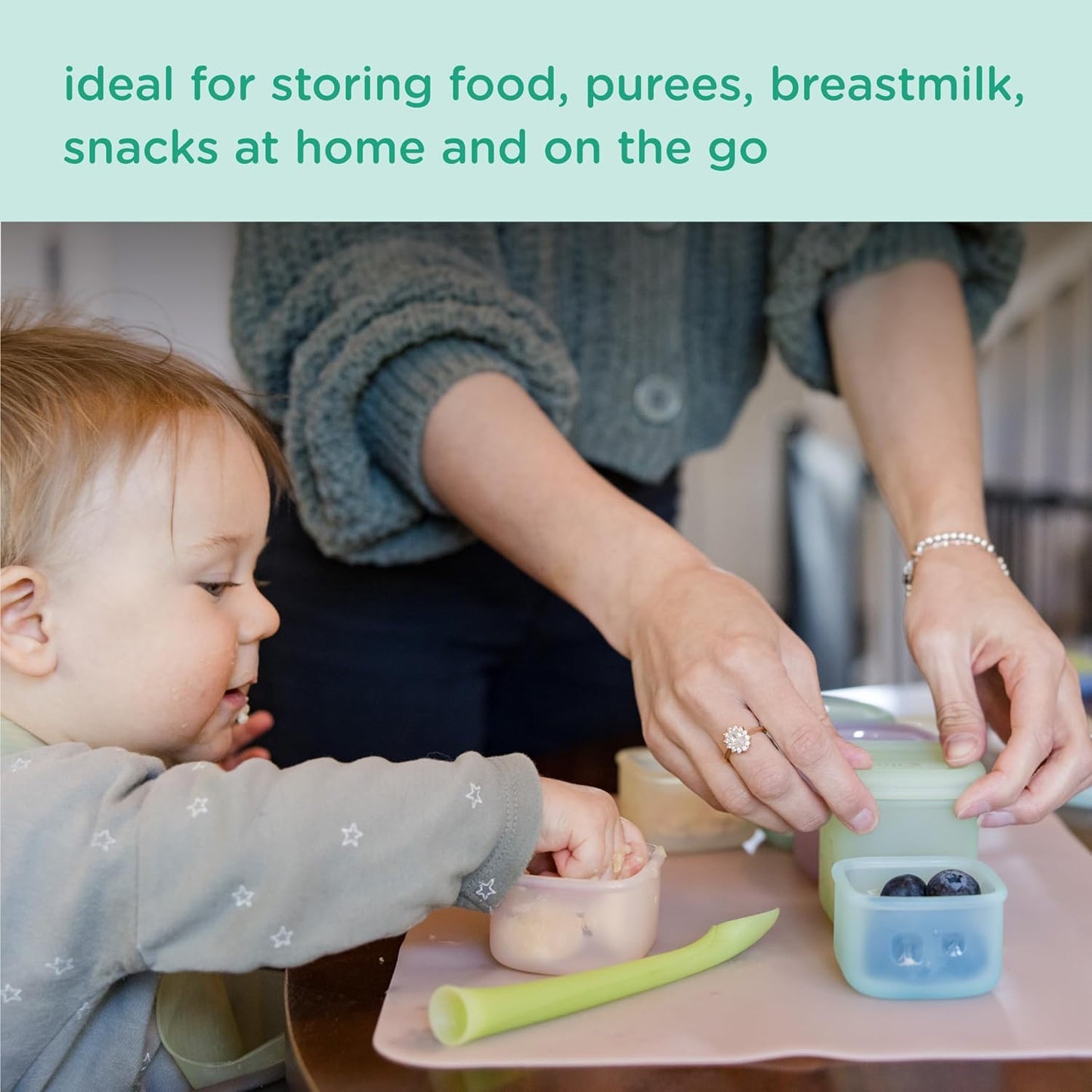 Olababy Clear Sense Silicone Storage Containers 4pk for Baby Food, Snacks, Formula, Puree, Sauce & More | Micro Plastic & BPA-Free | Daycare Essentials for Toddlers and Kids (Lilac, 2 oz / 60 ml)
