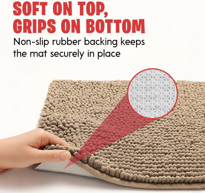 MudGuard Mat™ Dog Door Mat for Muddy Paws, Super Absorbent Microfiber, Non-Slip Indoor Mat, Quick Dry Chenille Mud Mat for Dogs & Entryway, Washable, Grey 19" x 30"