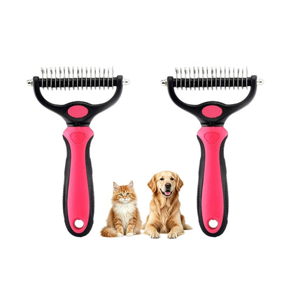 Dematting Comb for Dogs and Cats, Undercoat Rake Pet Brush for Long Hair, Deshedding Dog Brush Removes Tangles Knots and Loose Fur, Grooming Tool for Thick Coats (Blue L)