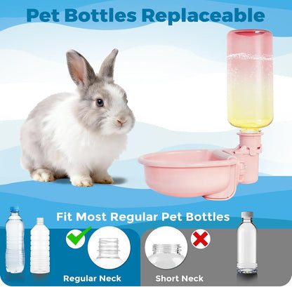 VANNON 16oz Pet Water Bottle, Gravity Dog Water Bowl Dispenser for Cage, Anti-Overflow Water Dispenser for Small Dogs, Cats, Rabbits and Other Small Animals, BPA Free, Grey