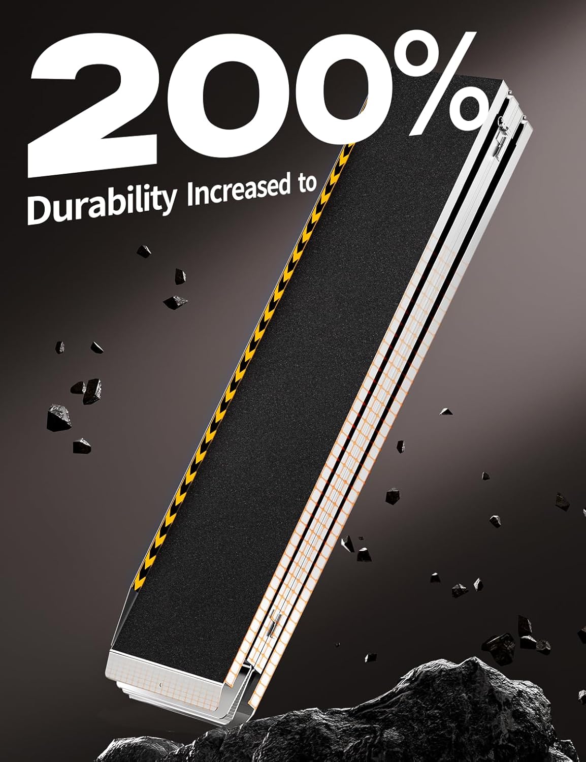 FACHNUO 2 Feet Portable Wheelchair Ramp, Non-Skid Aluminum Handicap Ramps with Handle, Folding Threshold Wheel Chair Ramp for Home Steps, Stairs, Entry, Doorways, Applicable Height 2-6 inches