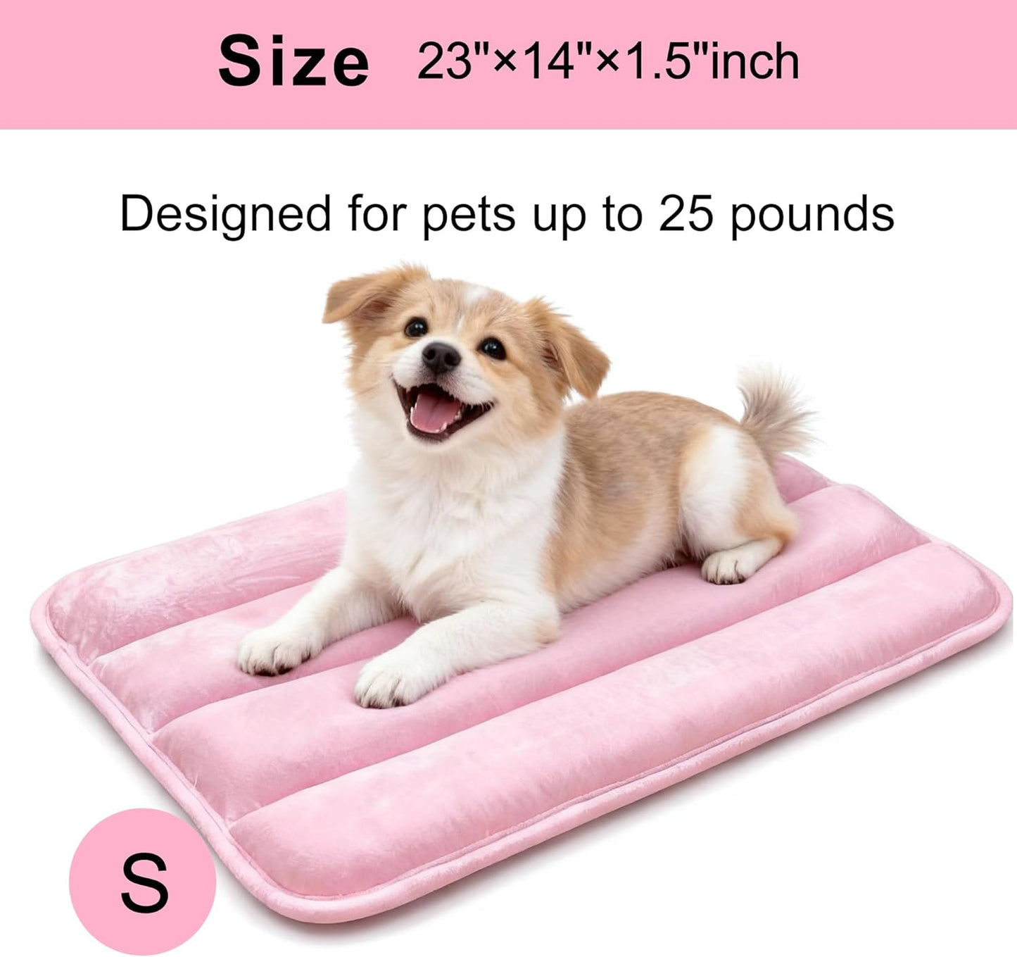 Dog Bed Mat, Reversible Crate Pad & Cute Dog Bed - Machine Washable Kennel Mat with Ultra Soft for Small Dogs (Cool/Warm), 24" x 18", Grey&Star
