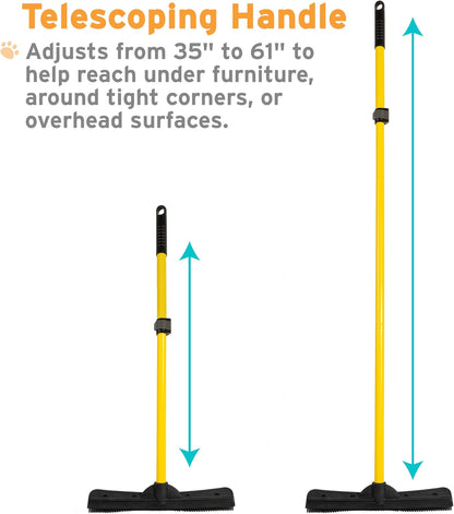 FURemover Pet Hair Removal Rubber Broom, 58" Telescopic Handle