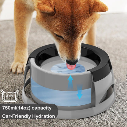 25oz Slow Drink Dog Water Bowl, No Spill Water Bowl for Dogs Cats, Non-Splash No Mess Puppy Kitten Water Feeder, Carried Portable Base for Vehicle Car,Travel,Home (Small/Medium Pets) - Pink